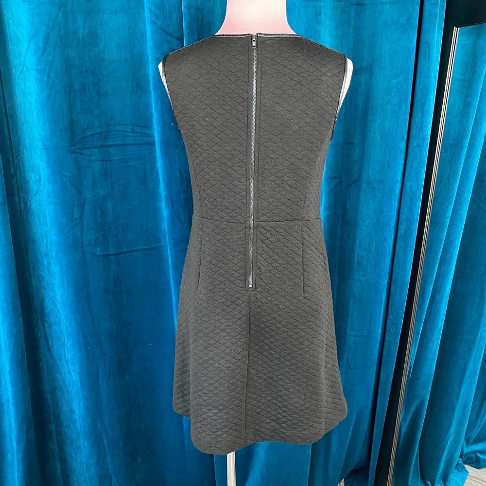 Loft Petite Quilted Faux Leather Trim Black Mini Dress - Picture 9 of 10
